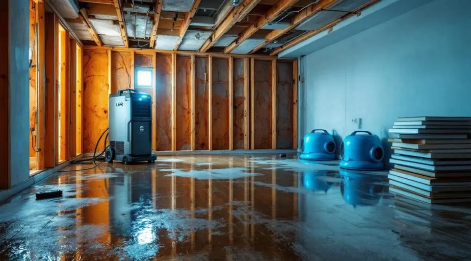 Professional water extraction and structural drying in an Inglewood residence using industrial air movers and dehumidifiers.